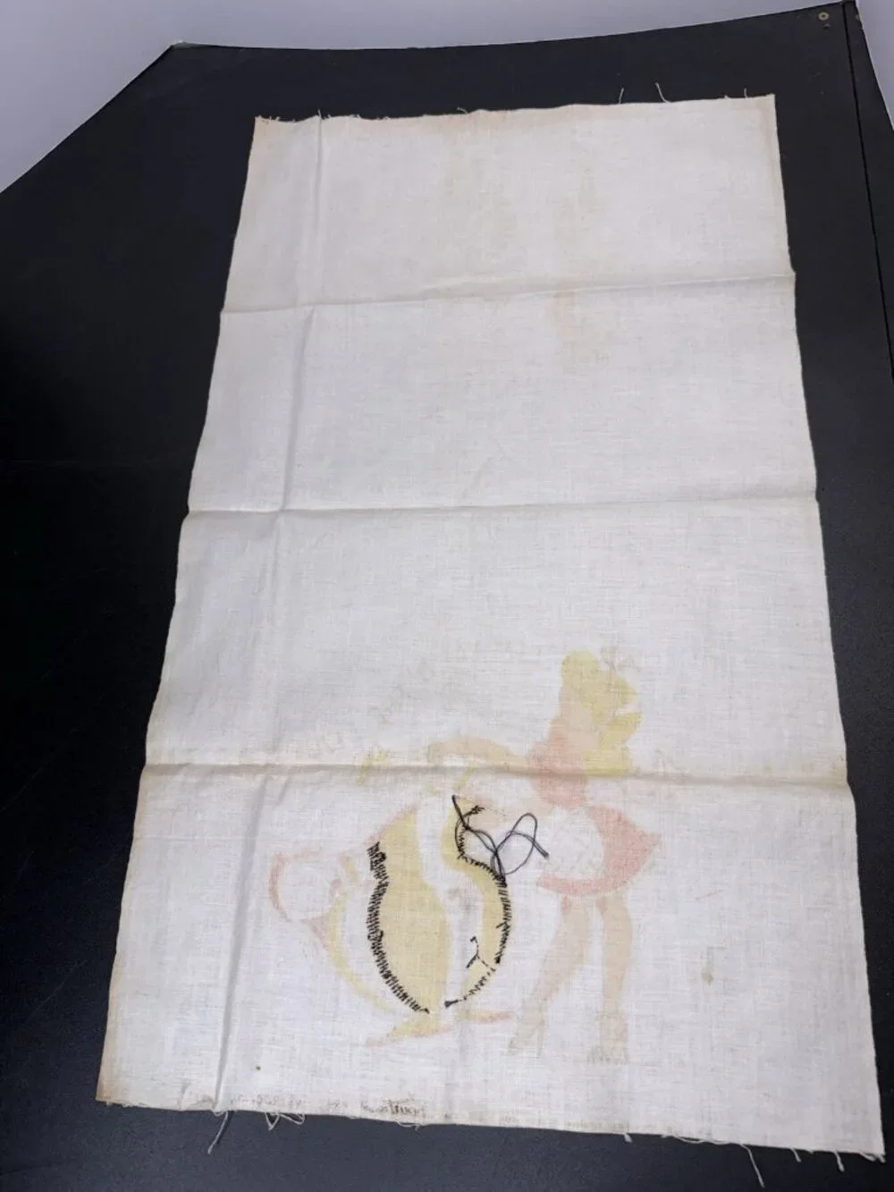 Vintage Vogart Pantry Towel Printed Embroidery Girl Cream O’ The Crop 1950s